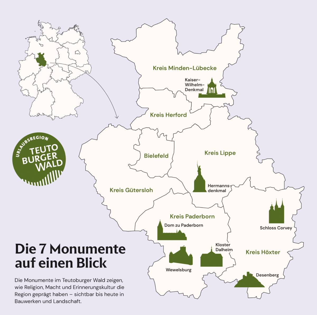 Übersichtskarte der 7 Monumente